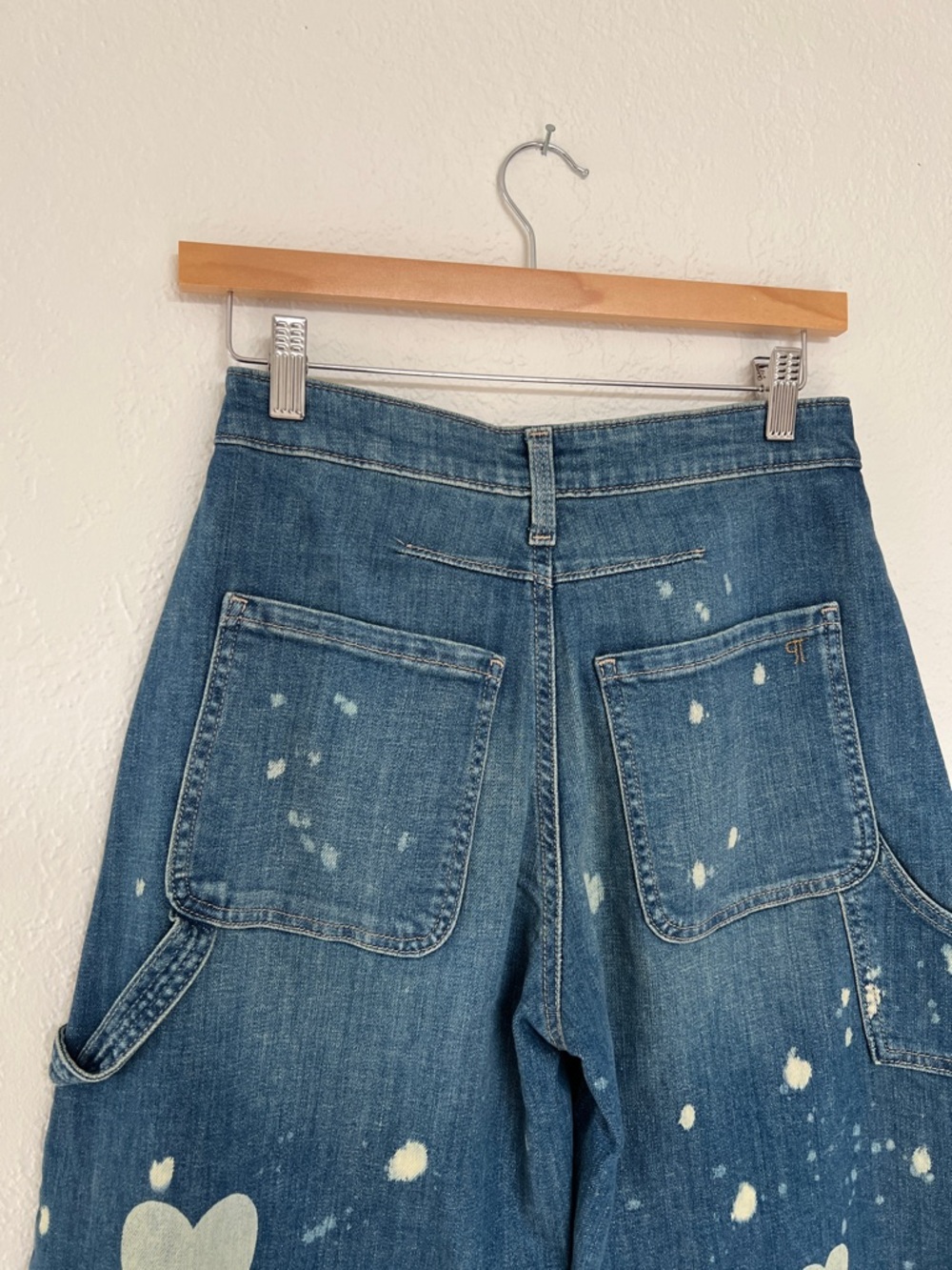 Pilcro Dark Blue Wide-Leg Jeans with White Paint Splatter - Picture 8 of 9